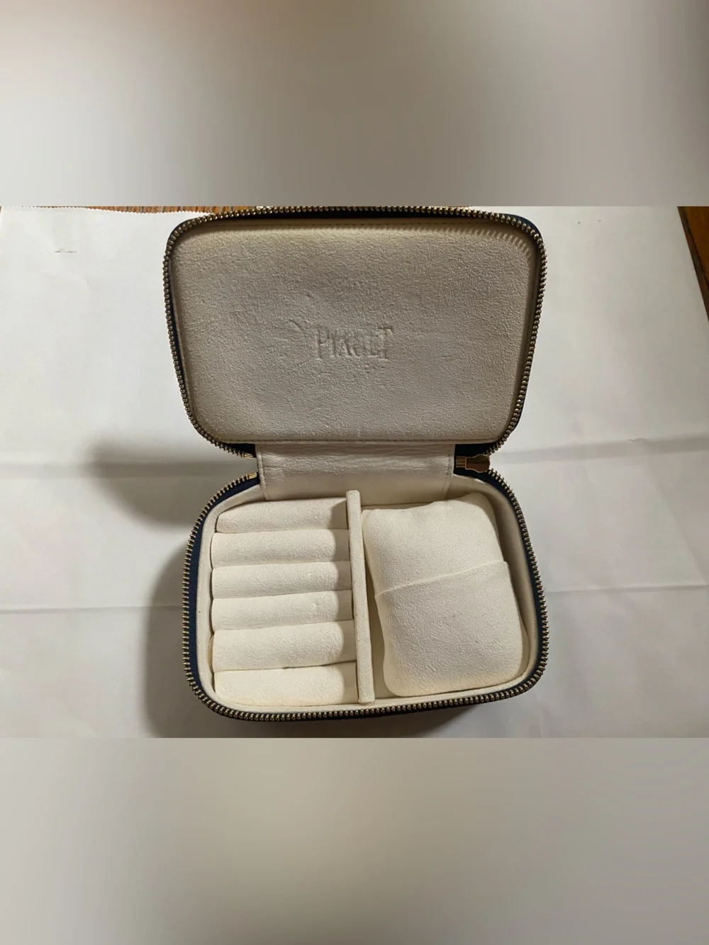 Leather Unisex Navy Leather Zippered Travel Case